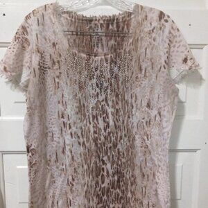 Zenergy by Chicos Womans Medium Fringe Detail Blouse with Rhinestones